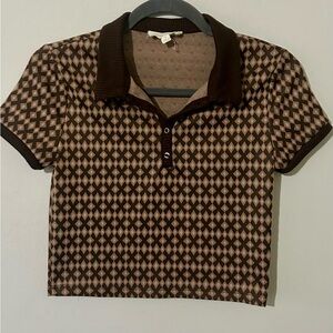 Pink Rose Brown Patterned Top